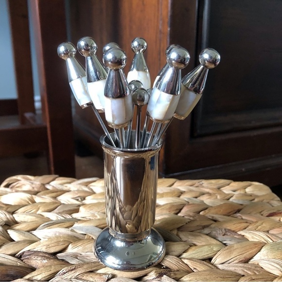13pc stainless steel and marble Hors D'oeuvres appetizer picks with stand - Picture 1 of 3